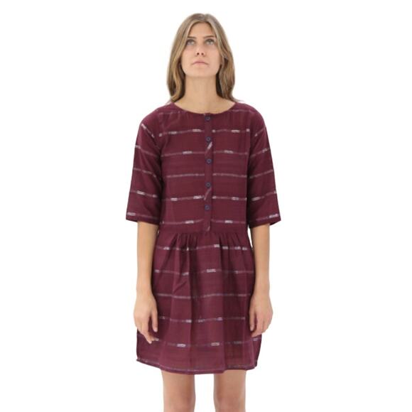 Ace & Jig Arbor Mini Dress Incense Deep Purple Metallic Rainbow Thread Stripe XS - Picture 1 of 11